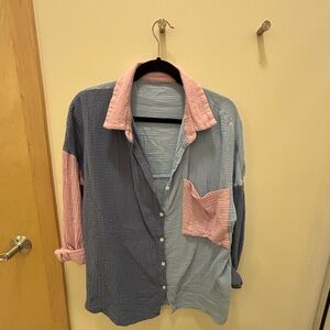 Oversized Colorblock Button-Up Women’s Shirt